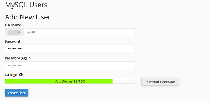 Adding new MySQL user