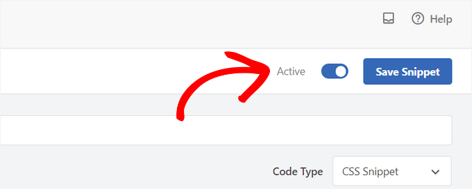 Activate and save CSS snippet