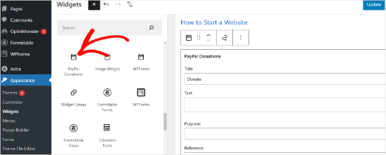 Add donation button to sidebar