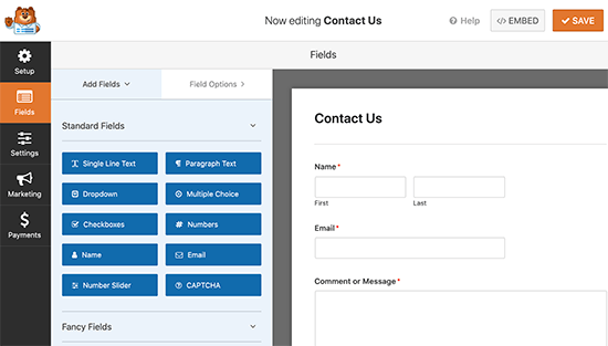 Edit contact form