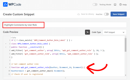 Paste snippet into the WPCode plugin