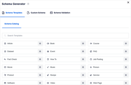 AIOSEO Schema Catalog