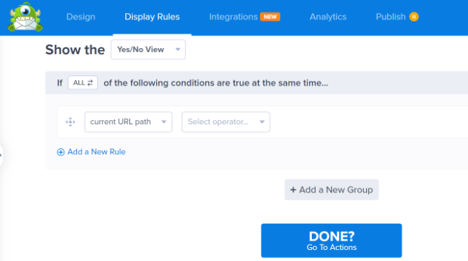 Display rules settings OptinMonster