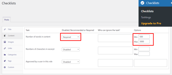 Change PublishPress Checklists settings