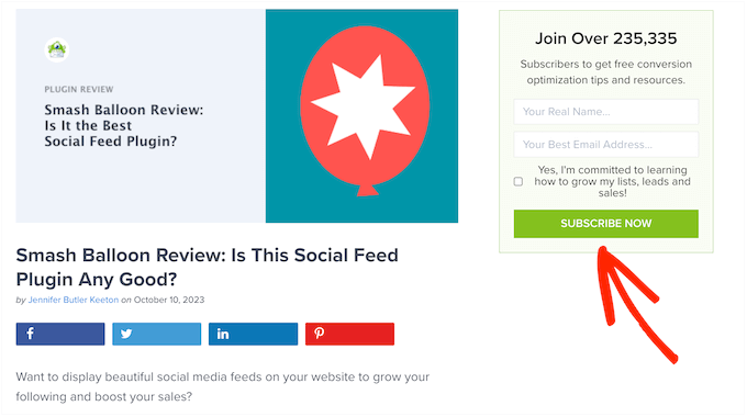 An example of a sidebar form, created using OptinMonster An example of a sidebar form, created using OptinMonster