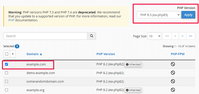 Change PHP version in Bluehost