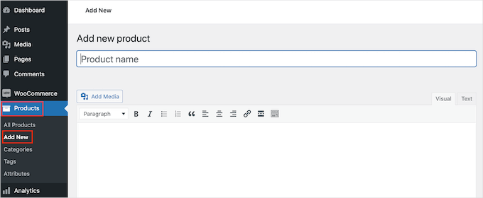 Creating a new WooCommerce product