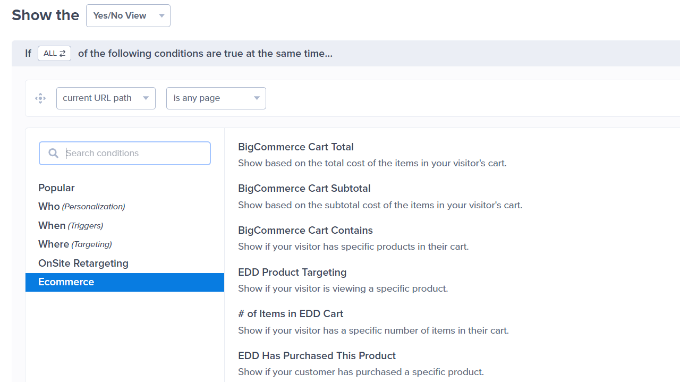 Ecommerce display rules