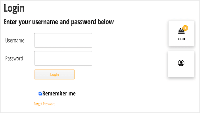 An example of a login form, created using MemberMouse