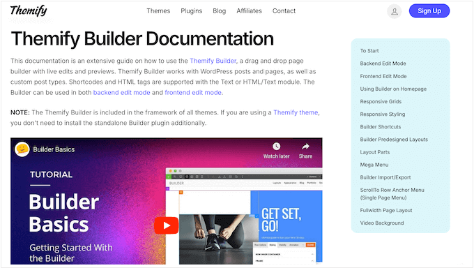 Themify's online documentation 