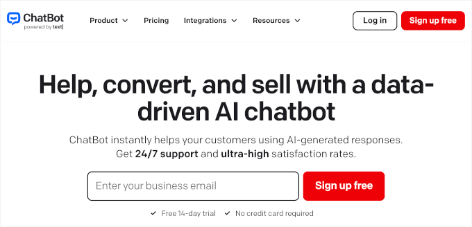 ChatBot's homepage