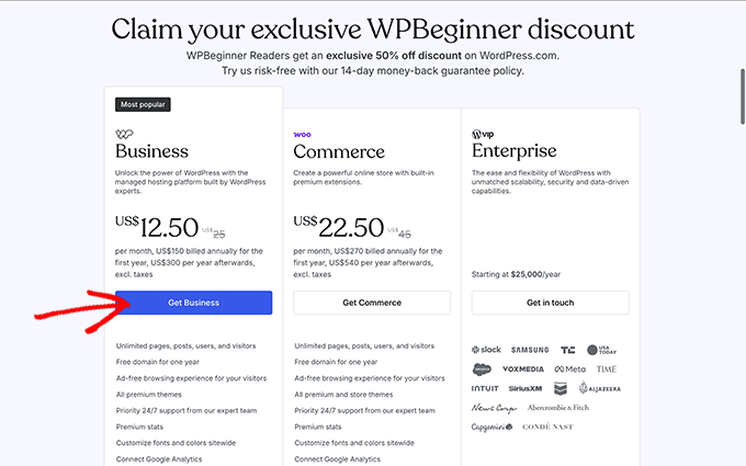 WordPress.com pricing plans