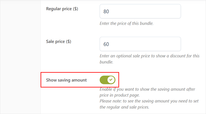 Showing the discount saving amount for the product bundle with the YITH plugin Showing the discount saving amount for the product bundle with the YITH plugin