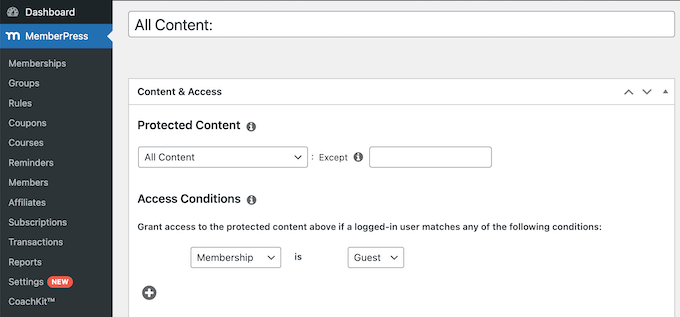 Restricting content on your wedding website using MemberPress Restricting content on your wedding website using MemberPress