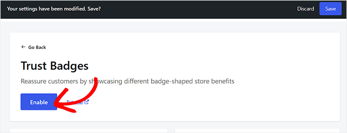 Enable the trust badges module in Merchant Enable the trust badges module in Merchant