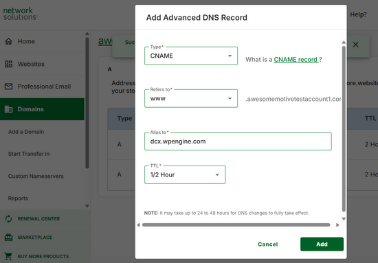 Adding CNAME record Adding CNAME record