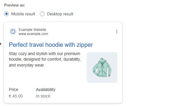 Yoast WooCommerce SEO search preview feature