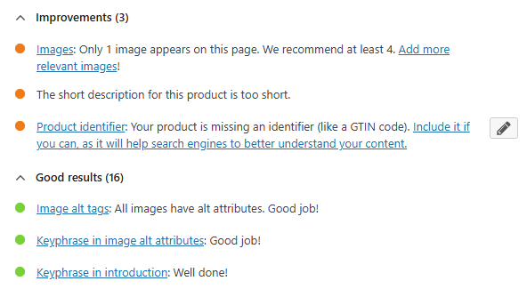 Yoast WooCommerce SEO checks