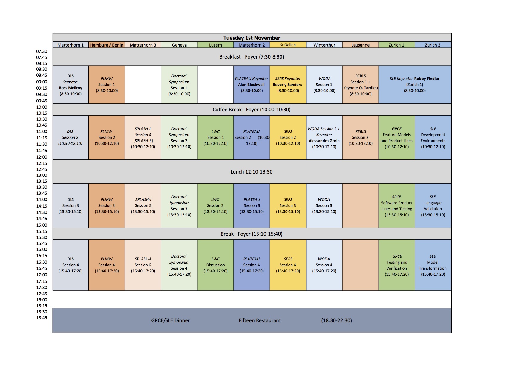 SPLASH 2016 Schedule Tuesday