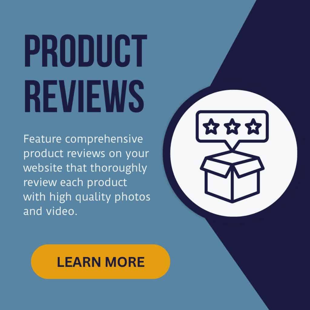 Description of 201 Creative's Product Reviews with a button to learn more