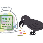 ゴミを漁るカラスのイラスト