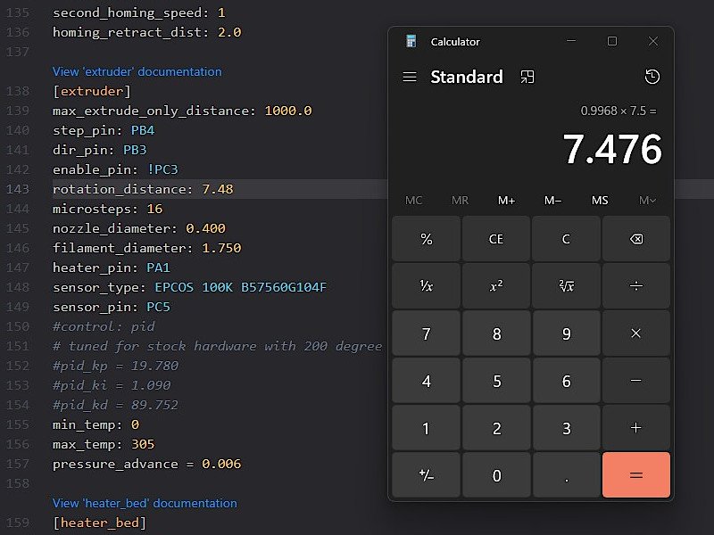 Printer.cfg and calculator