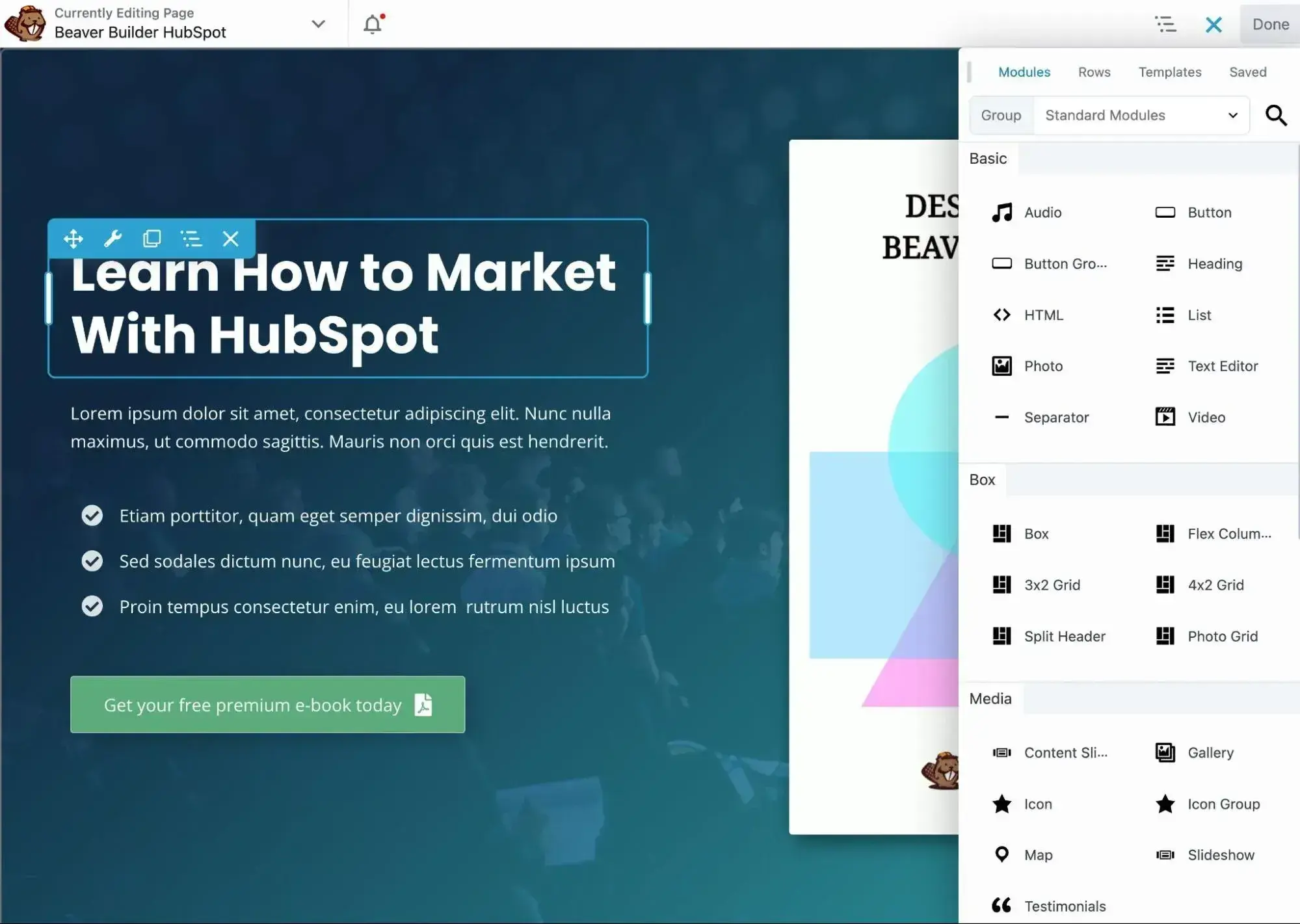 the beaver builder free html builder drag and drop editor