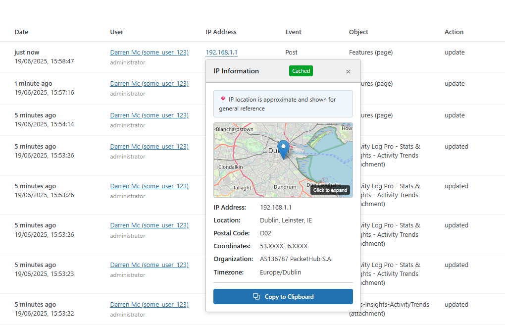 Activity Log Pro - IP Address Location Mapping Activity Log Pro - IP Address Location Mapping