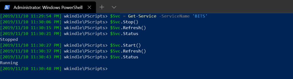 Executing methods on the service object
