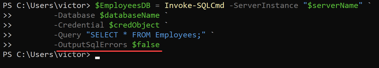 Suppressing error messages