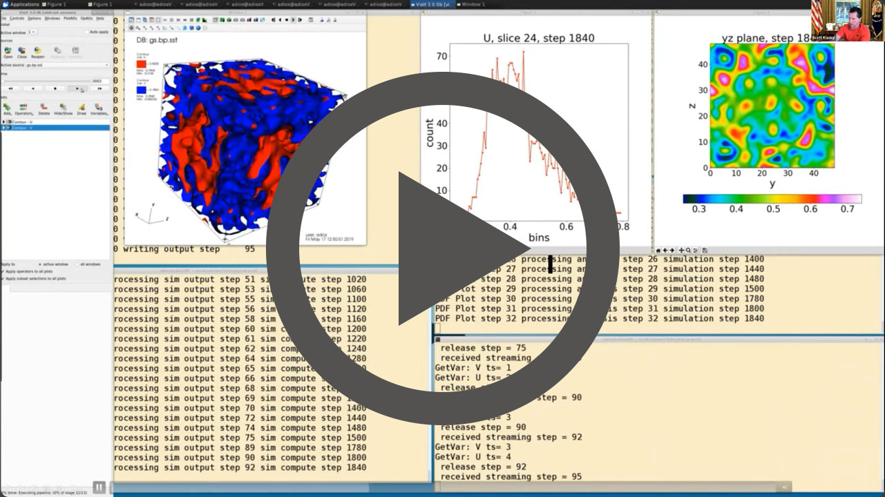 Play icon over top of screenshot of adios