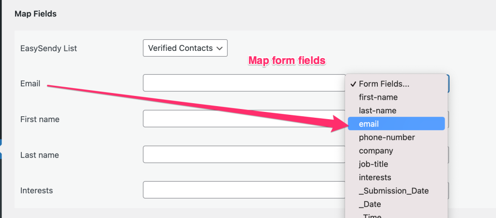 easysendy map fields
