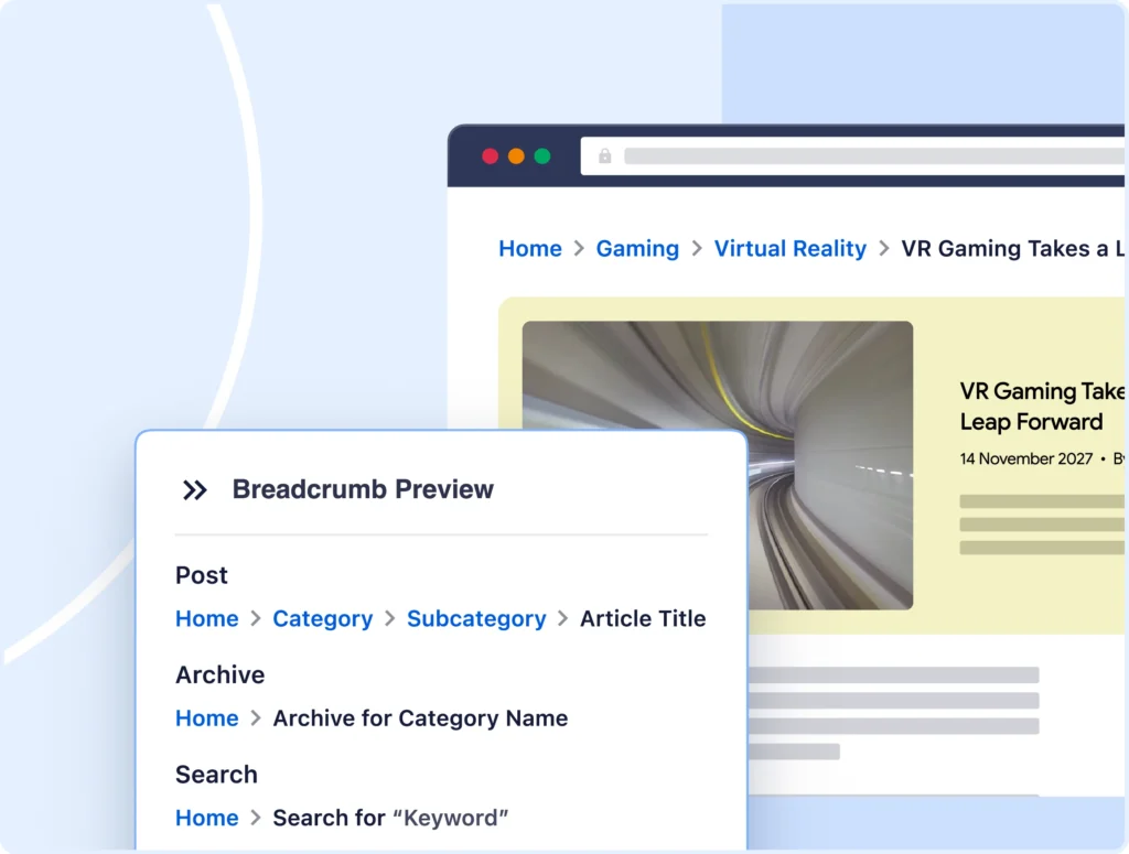 Elija qué categorías aparecen en su ruta de navegación de migas de pan.