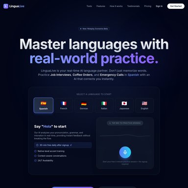 Lingua Live - Education AI Tool Screenshot