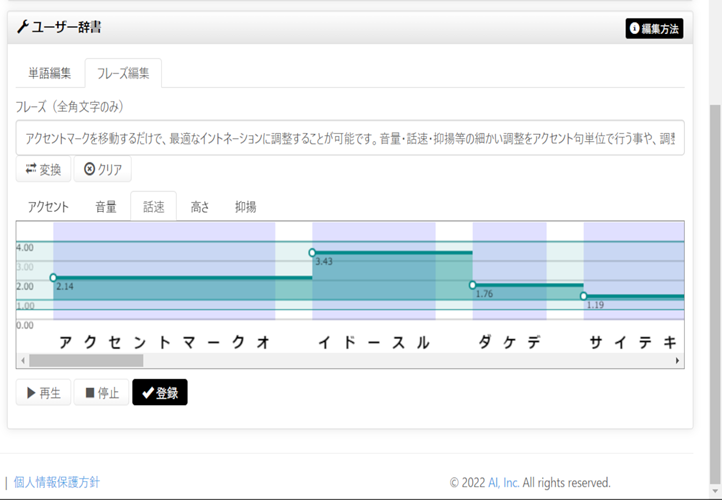 イントネーション調整
