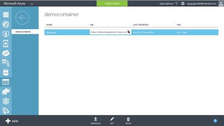 Blob file uploaded into Container in Azure Portal