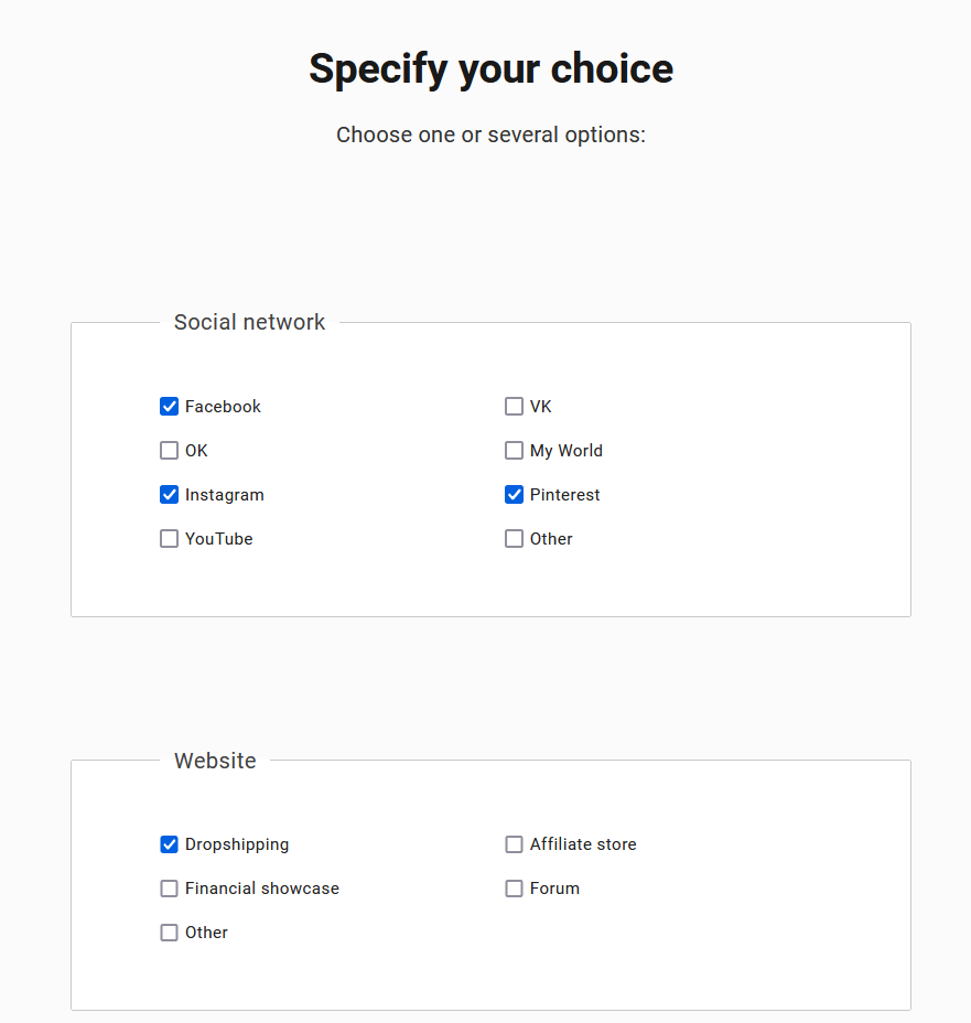 Admitad cashback registration step 3