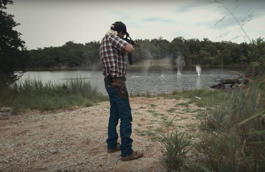 Joe Exotic Shooting A Machine Gun