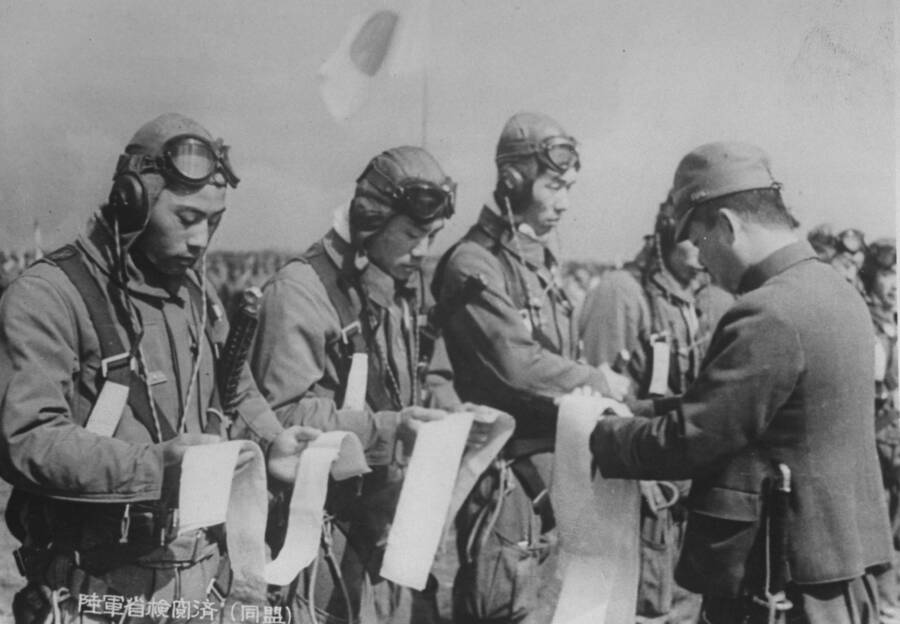 Kamikaze Pilots Receiving Headbands