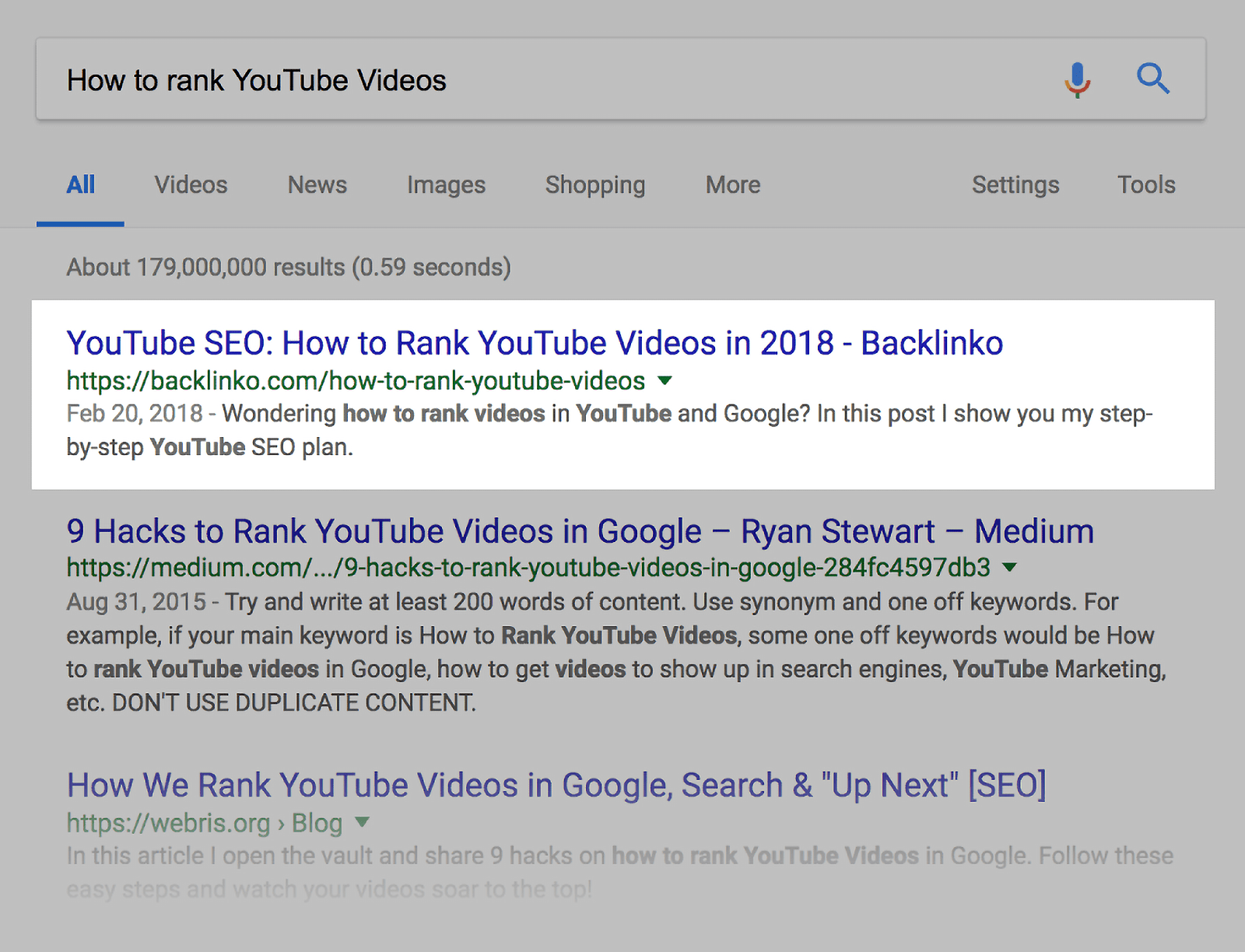 Old Google SERP – How to rank YouTube videos Old Google SERP – How to rank YouTube videos