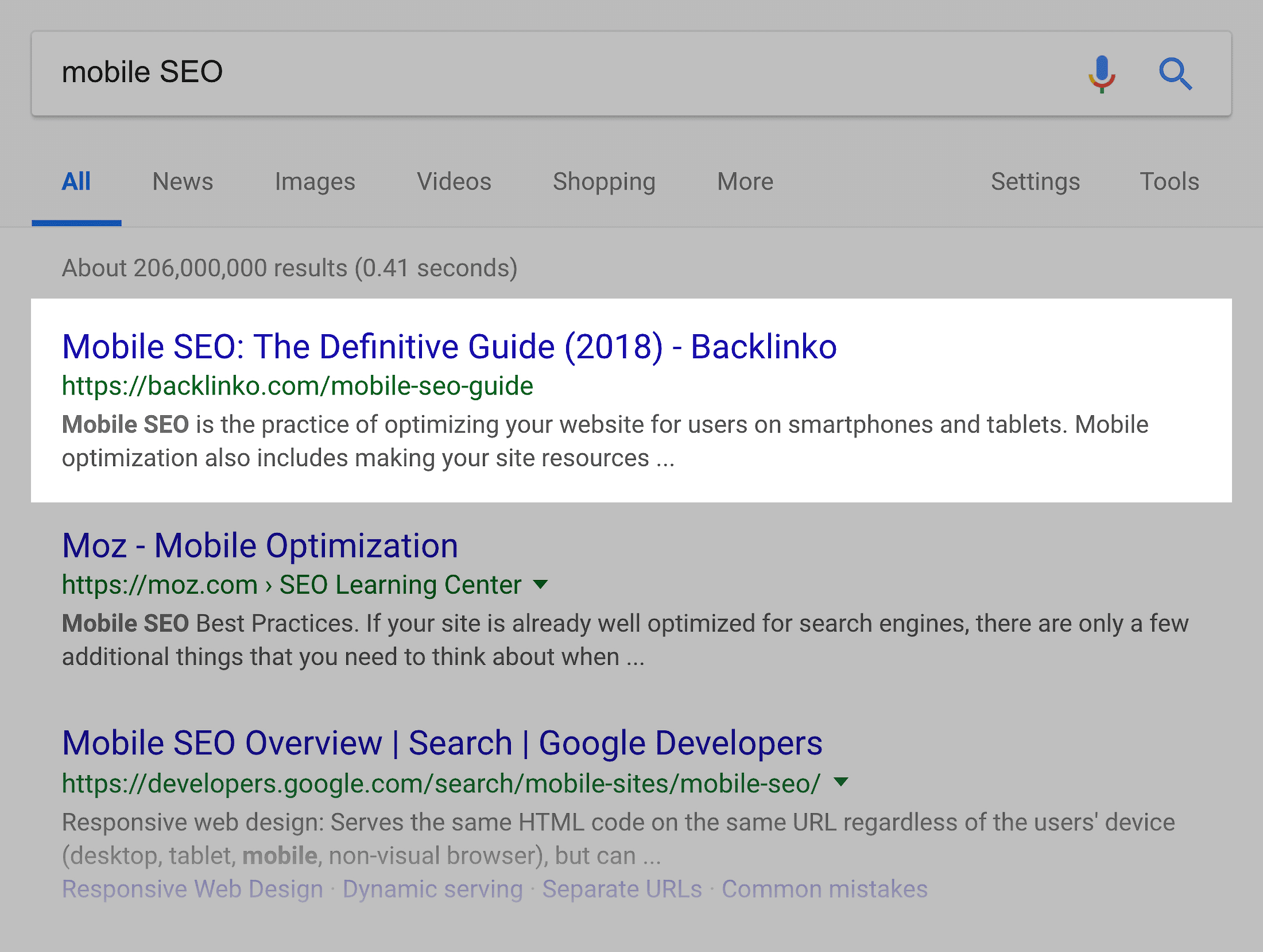 Google SERP – Mobile SEO – Number 1 spot Google SERP – Mobile SEO – Number 1 spot