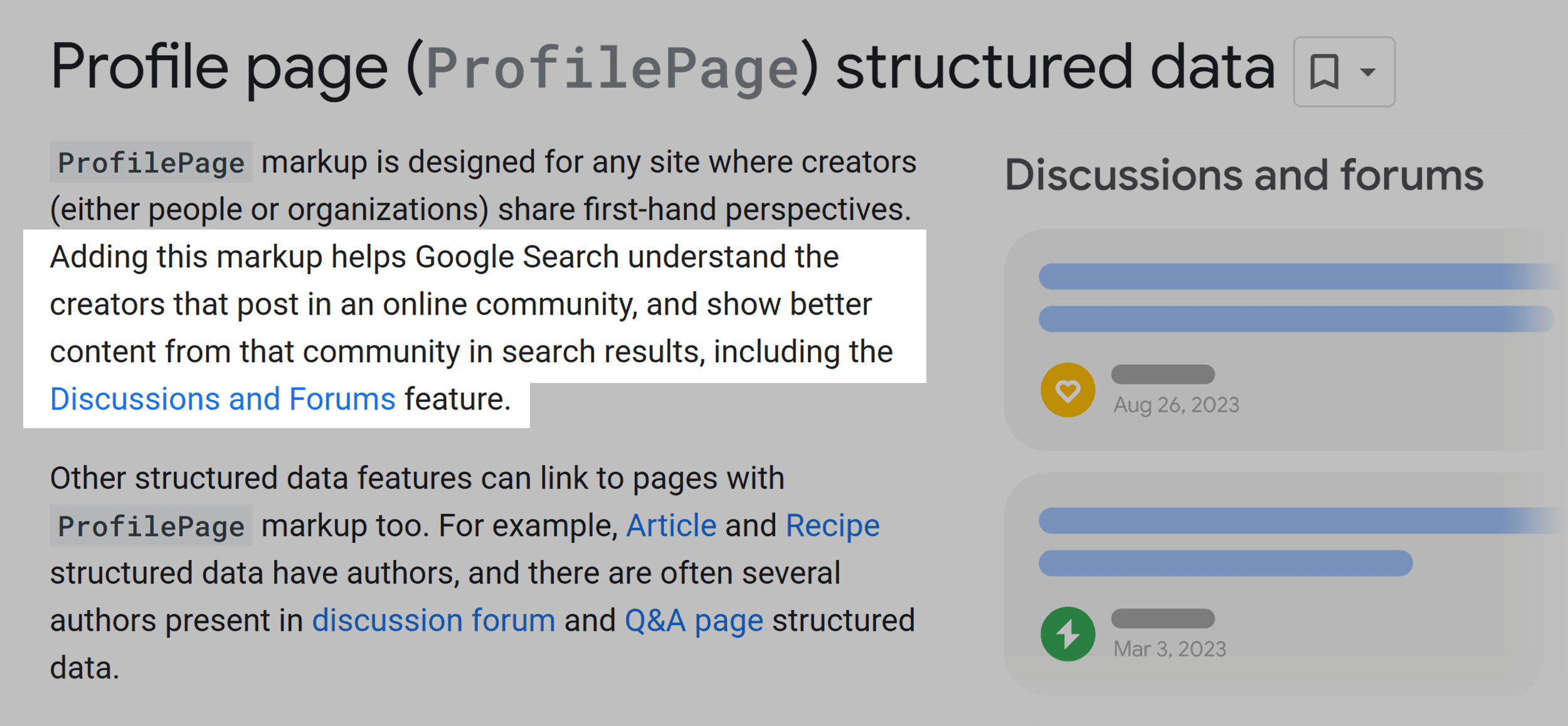 Google Search Central – Profile page structured data Google Search Central – Profile page structured data