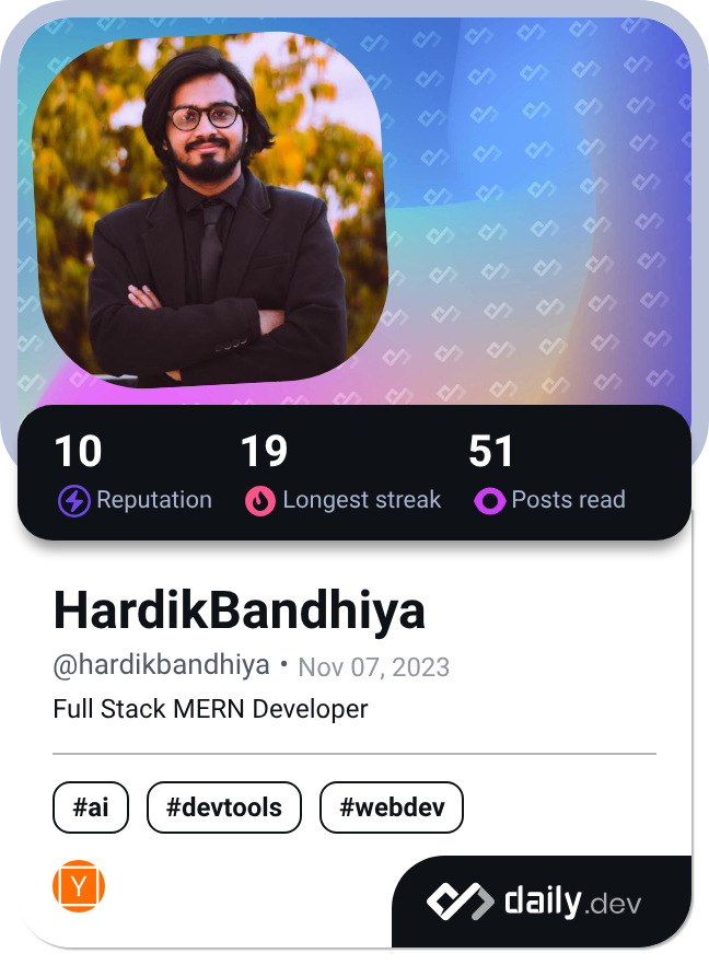 HardikBandhiya's Dev Card