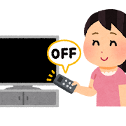 テレビの電源を切っている人のイラスト(節電)