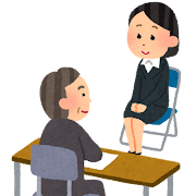 1対1の面接のイラスト(女性)