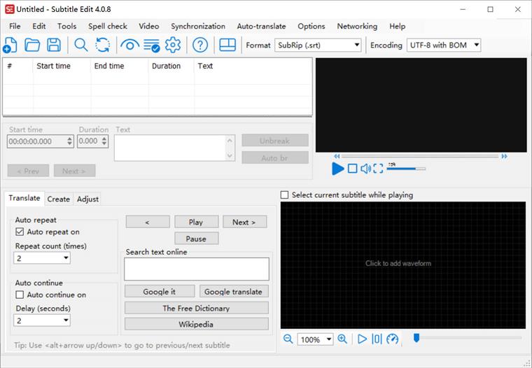 Subtitle Edit Portable 4.0.8 - Free Download