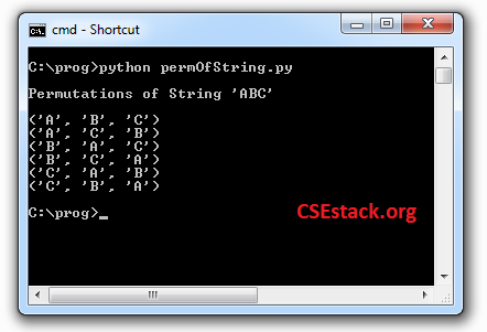 Output for permutations of string in Python