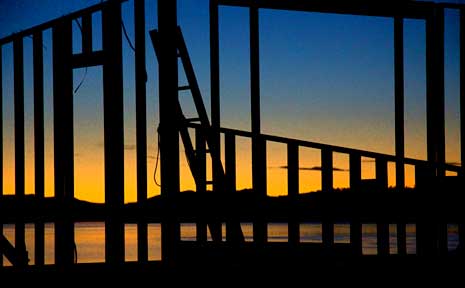 Silhouette of a wooden framework