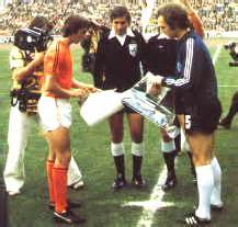 Holland's Johann Cruyff and Germany's Franz Beckenbauer, two of the greatest players ever to grace the game