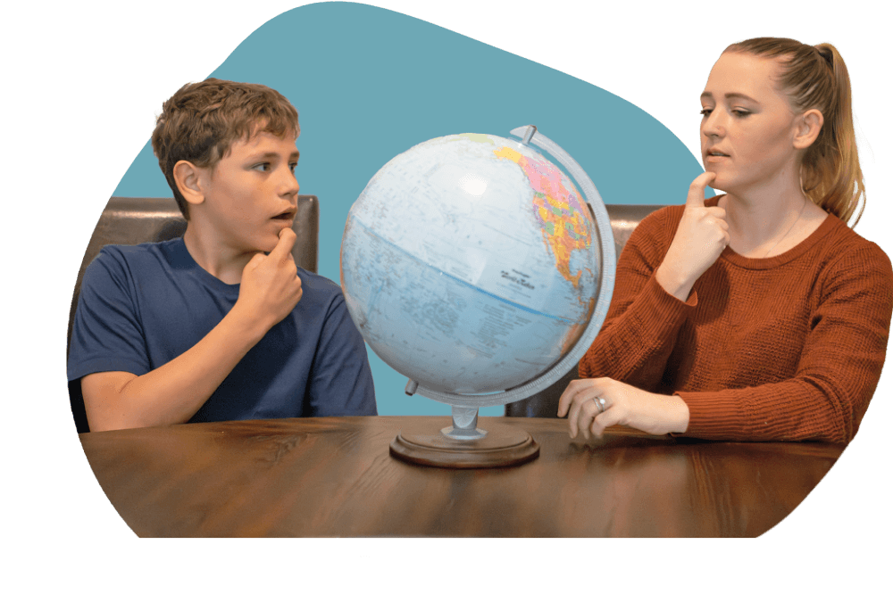 deaf woman and child signing finland in sign language